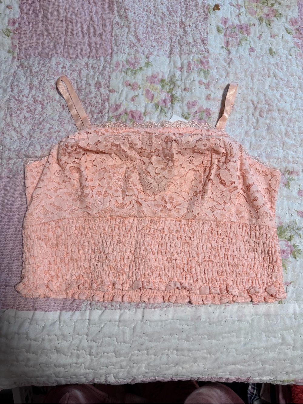 torrid Peach Lace Smocked Cami Tank